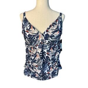 Nicole Miller Studio Crosserover Lined Softcup Tankini Swim Top Size 2X (20) NEW
